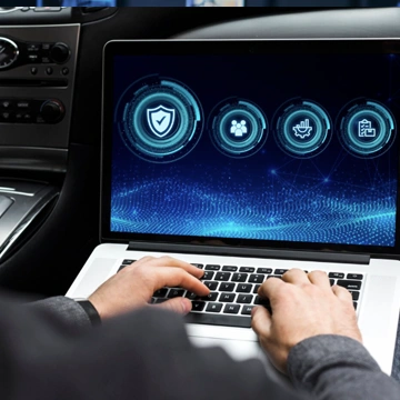 Team defining project requirements around a laptop